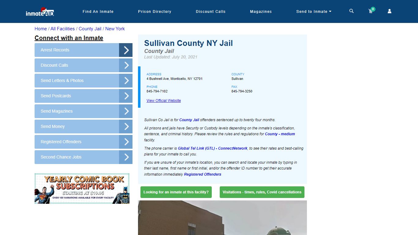 Sullivan County NY Jail - Inmate Locator - Monticello, NY